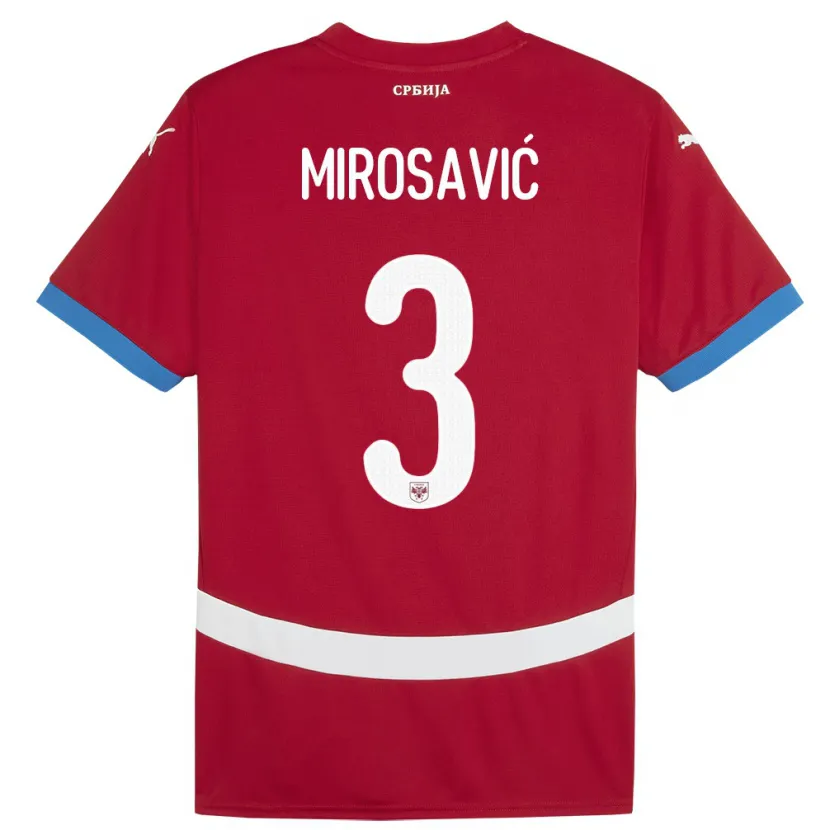 Danxen Dětské Srbsko Veljko Mirosavic #3 Červené Domů Hráčské Dresy 24-26 Dres