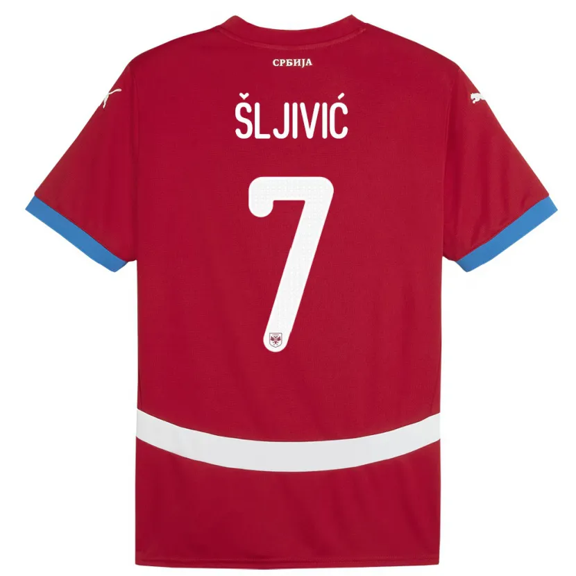 Danxen Dětské Srbsko Jovan Sljivic #7 Červené Domů Hráčské Dresy 24-26 Dres