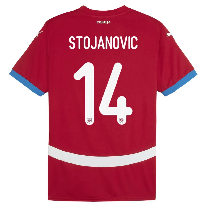 Danxen Dětské Srbsko Matija Stojanovic #14 Červené Domů Hráčské Dresy 24-26 Dres