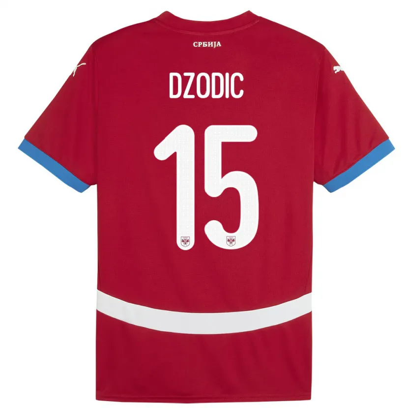 Danxen Dětské Srbsko Stefan Dzodic #15 Červené Domů Hráčské Dresy 24-26 Dres