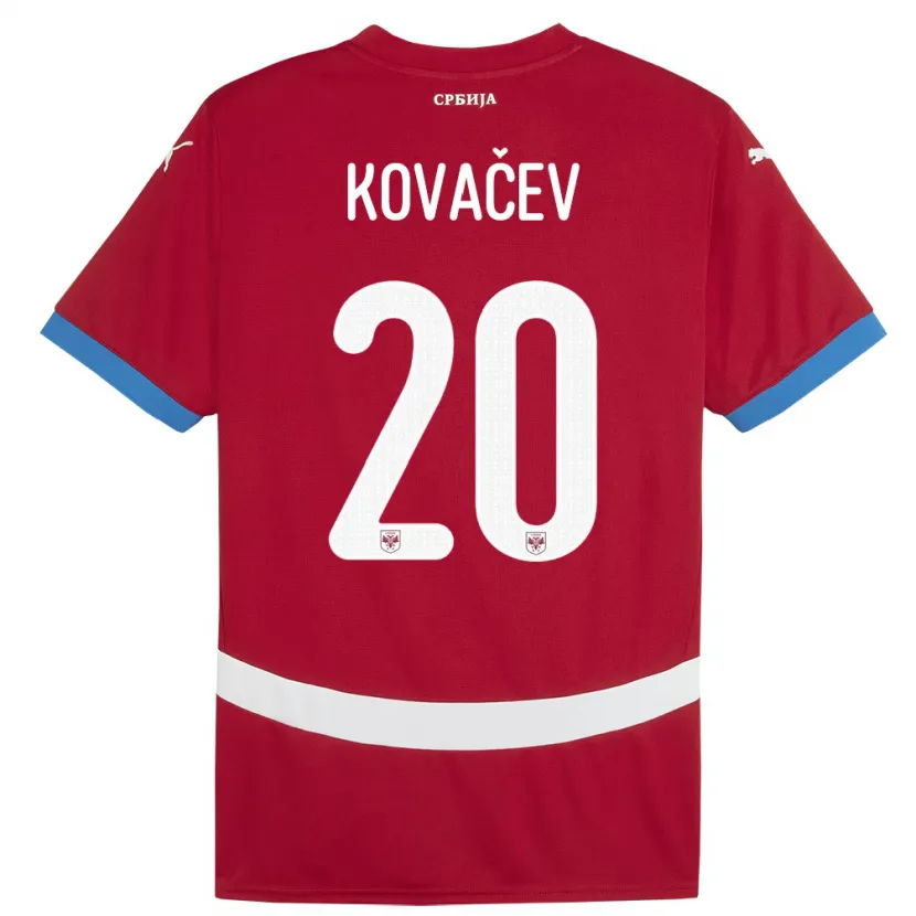 Danxen Dětské Srbsko Milan Kovacev #20 Červené Domů Hráčské Dresy 24-26 Dres