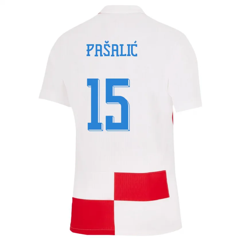 Danxen Dětské Chorvatsko Mario Pasalic #15 Bílá Červená Domů Hráčské Dresy 24-26 Dres