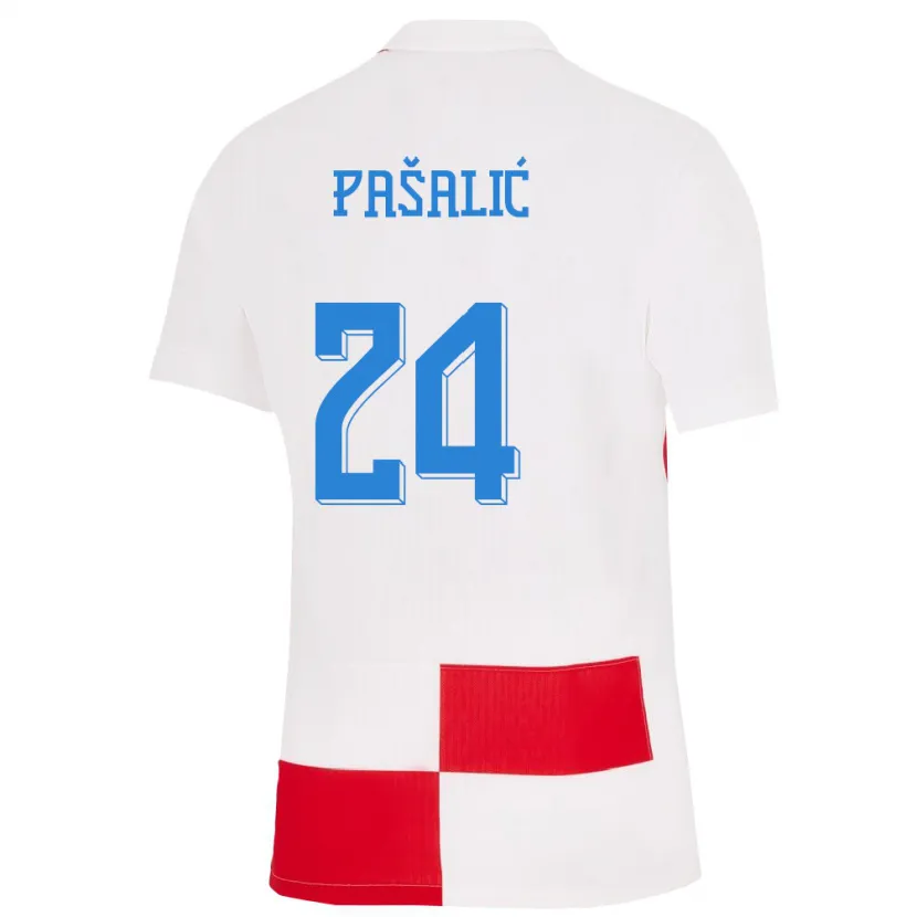 Danxen Dětské Chorvatsko Marco Pasalic #24 Bílá Červená Domů Hráčské Dresy 24-26 Dres