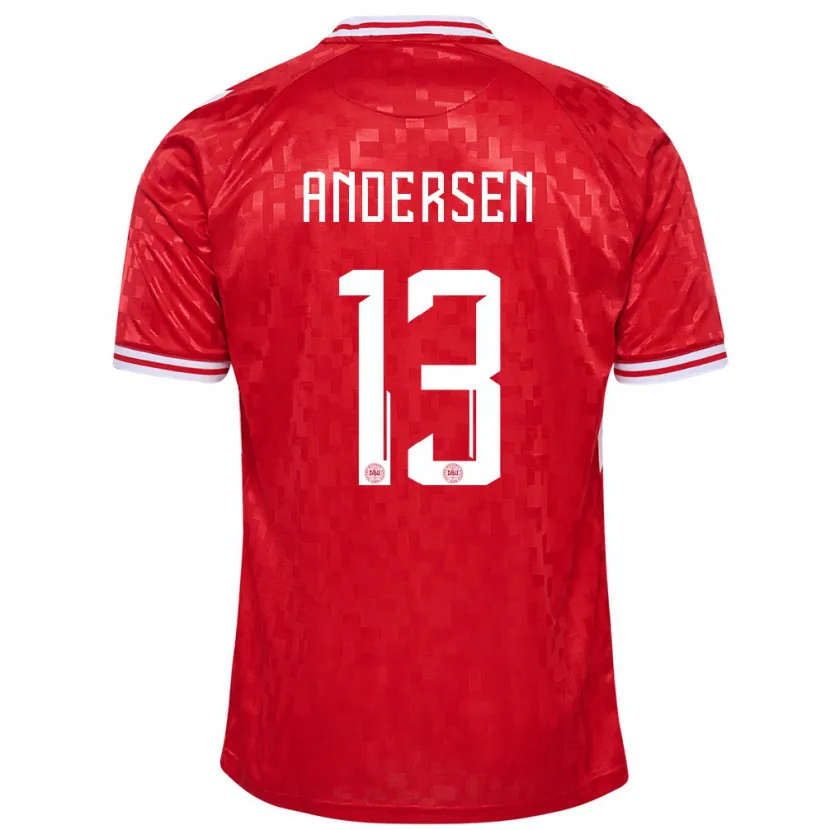 Danxen Dětské Dánsko Frej Andersen #13 Červené Domů Hráčské Dresy 24-26 Dres