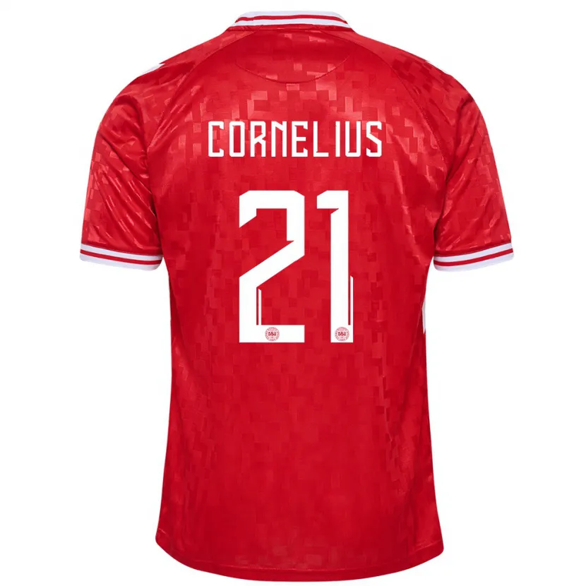 Danxen Dětské Dánsko Andreas Cornelius #21 Červené Domů Hráčské Dresy 24-26 Dres