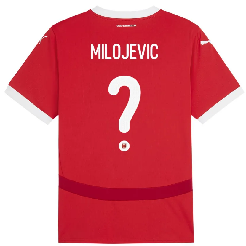 Danxen Dětské Rakousko Filip Milojevic #0 Červené Domů Hráčské Dresy 24-26 Dres