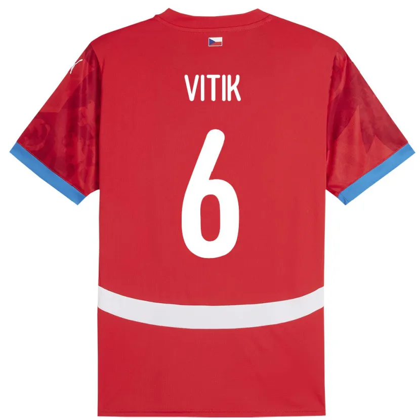 Danxen Dětské Česko Martin Vitík #6 Červené Domů Hráčské Dresy 24-26 Dres