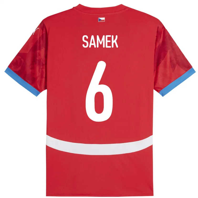 Danxen Dětské Česko Daniel Samek #6 Červené Domů Hráčské Dresy 24-26 Dres