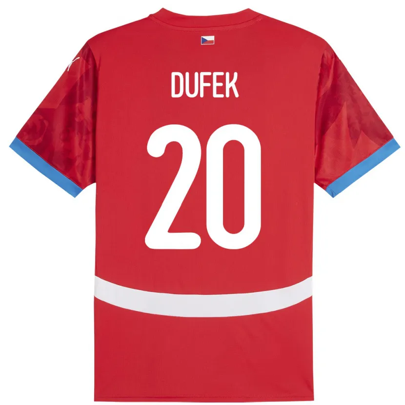 Danxen Dětské Česko Jakub Dufek #20 Červené Domů Hráčské Dresy 24-26 Dres