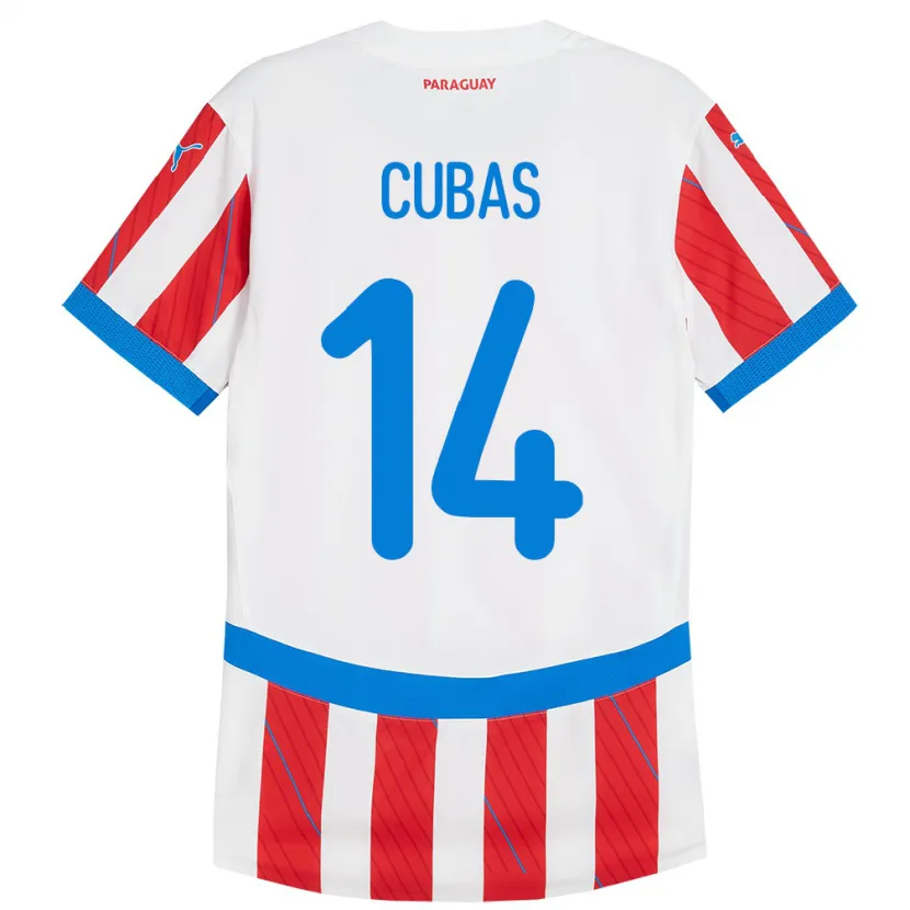 Danxen Dětské Paraguay Andrés Cubas #14 Bílá Červená Domů Hráčské Dresy 24-26 Dres