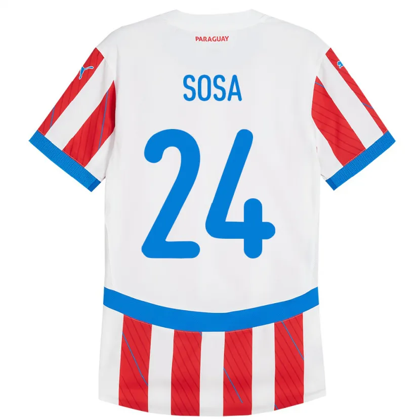 Danxen Dětské Paraguay Ramón Sosa #24 Bílá Červená Domů Hráčské Dresy 24-26 Dres