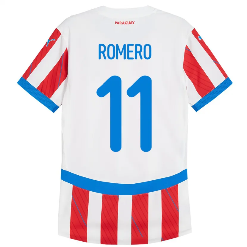 Danxen Dětské Paraguay Ángel Romero #11 Bílá Červená Domů Hráčské Dresy 24-26 Dres