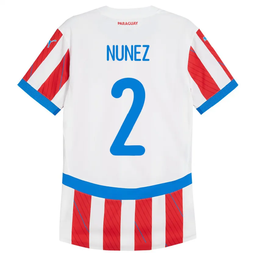 Danxen Dětské Paraguay Alan Núñez #2 Bílá Červená Domů Hráčské Dresy 24-26 Dres