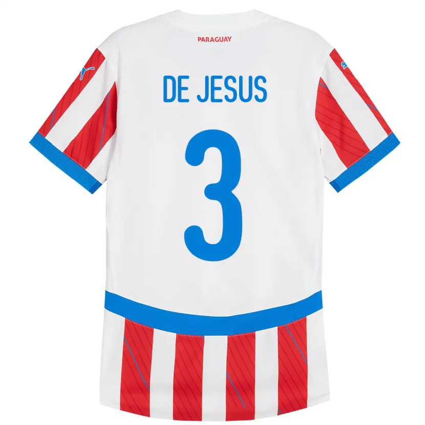 Danxen Dětské Paraguay Ronaldo De Jesús #3 Bílá Červená Domů Hráčské Dresy 24-26 Dres