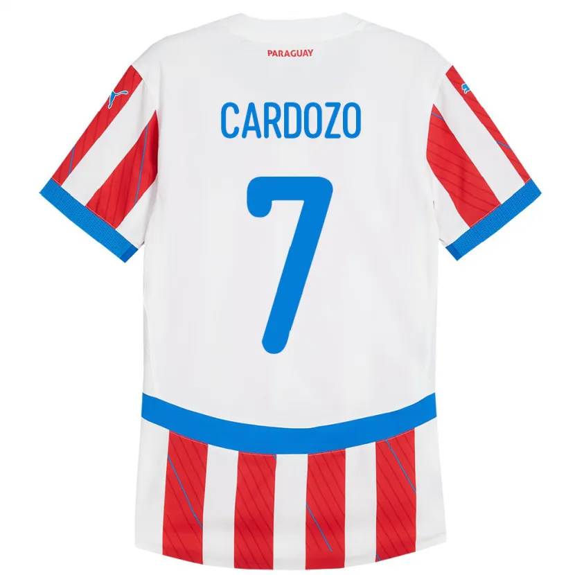 Danxen Dětské Paraguay Fernando Cardozo #7 Bílá Červená Domů Hráčské Dresy 24-26 Dres