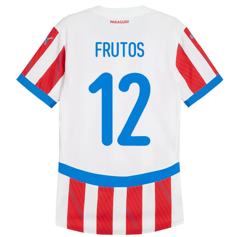 Danxen Dětské Paraguay Rodrigo Frutos #12 Bílá Červená Domů Hráčské Dresy 24-26 Dres