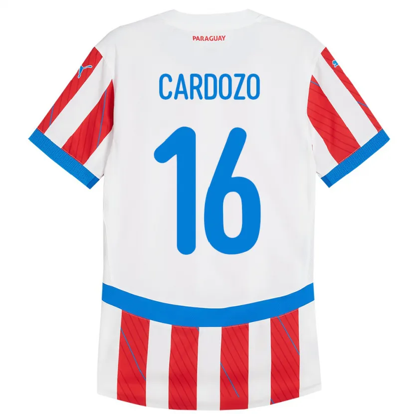 Danxen Dětské Paraguay Juan Cardozo #16 Bílá Červená Domů Hráčské Dresy 24-26 Dres