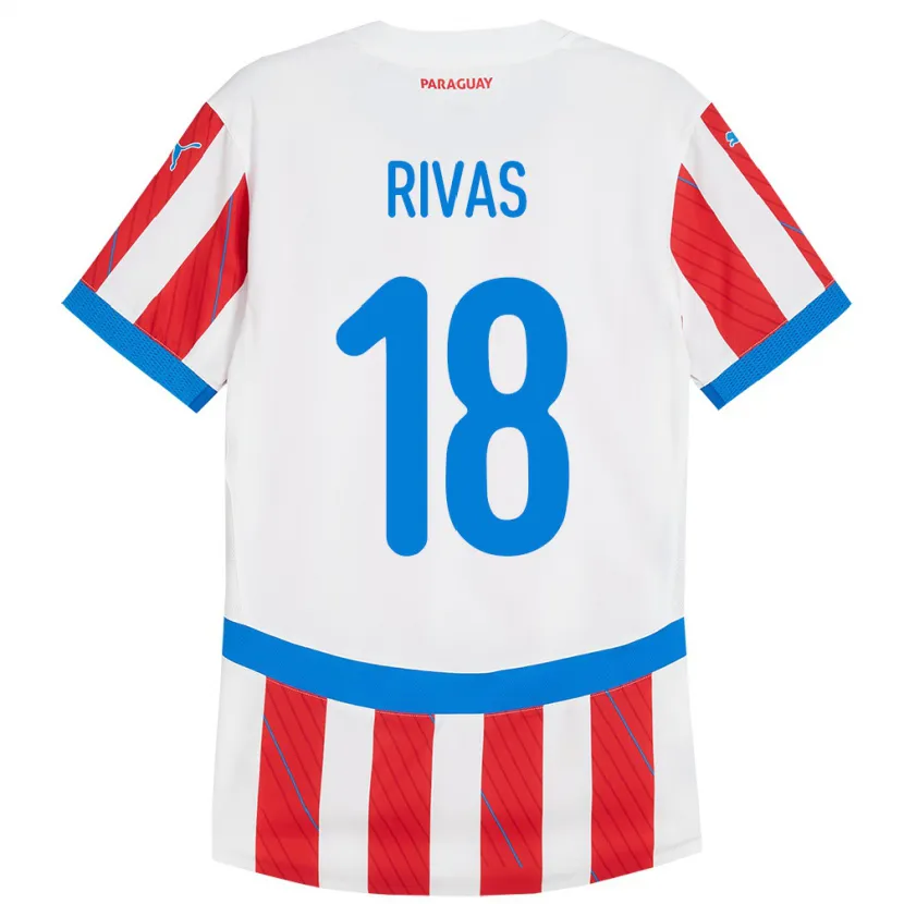 Danxen Dětské Paraguay Daniel Rivas #18 Bílá Červená Domů Hráčské Dresy 24-26 Dres