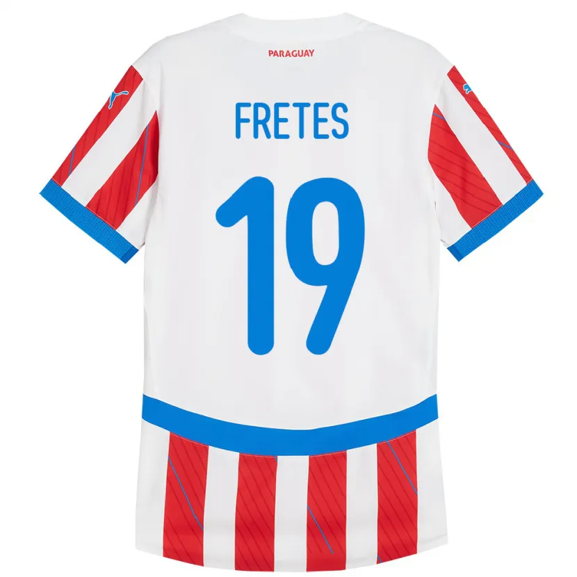 Danxen Dětské Paraguay Alexis Fretes #19 Bílá Červená Domů Hráčské Dresy 24-26 Dres