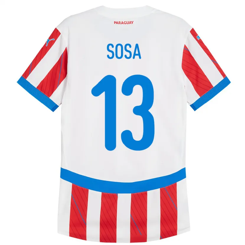 Danxen Dětské Paraguay Alex Sosa #13 Bílá Červená Domů Hráčské Dresy 24-26 Dres