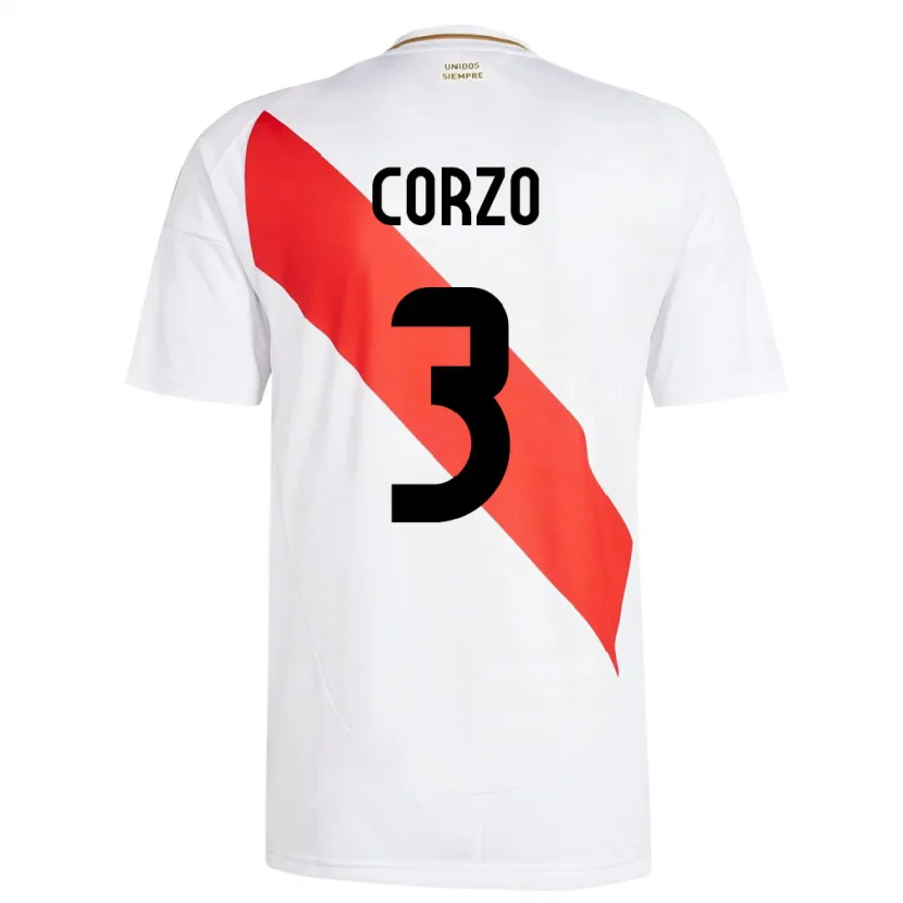 Danxen Dětské Peru Aldo Corzo #3 Bílý Domů Hráčské Dresy 24-26 Dres