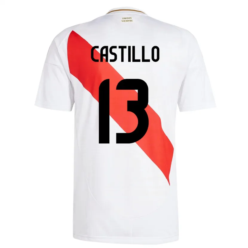 Danxen Dětské Peru Jesús Castillo #13 Bílý Domů Hráčské Dresy 24-26 Dres