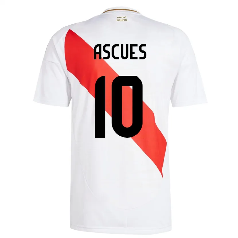 Danxen Dětské Peru Adrián Ascues #10 Bílý Domů Hráčské Dresy 24-26 Dres