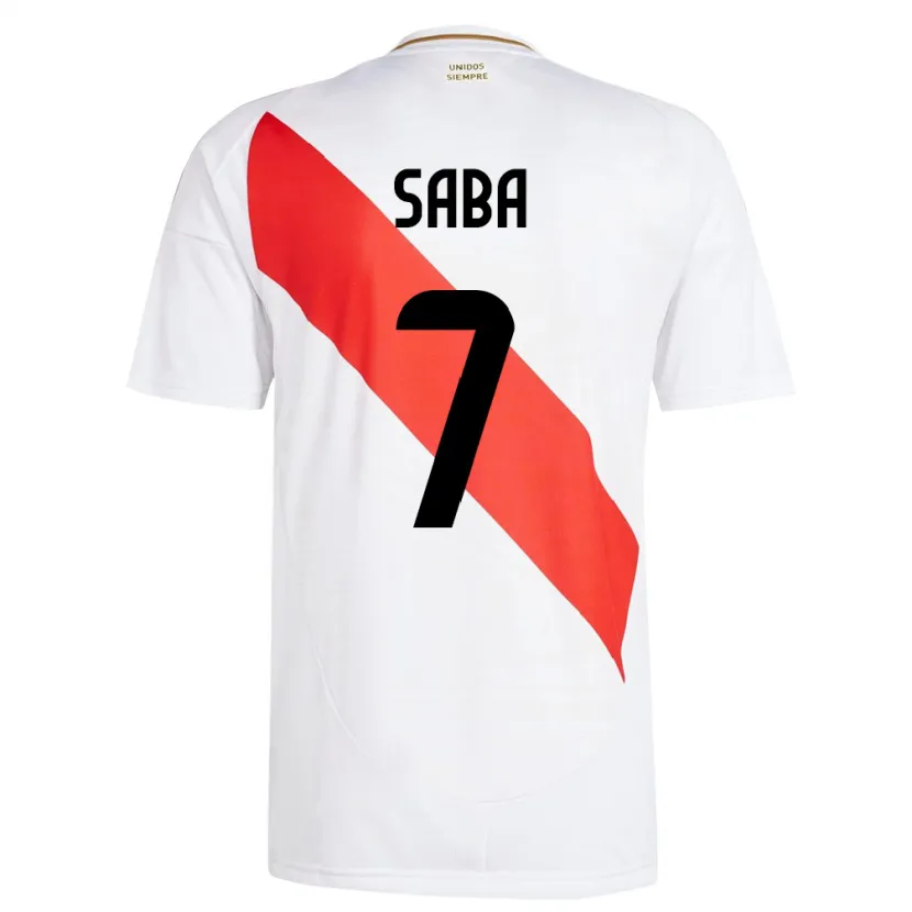 Danxen Dětské Peru Emilio Saba #7 Bílý Domů Hráčské Dresy 24-26 Dres