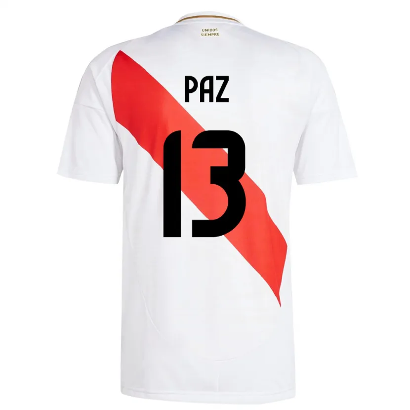 Danxen Dětské Peru Braidy Paz #13 Bílý Domů Hráčské Dresy 24-26 Dres