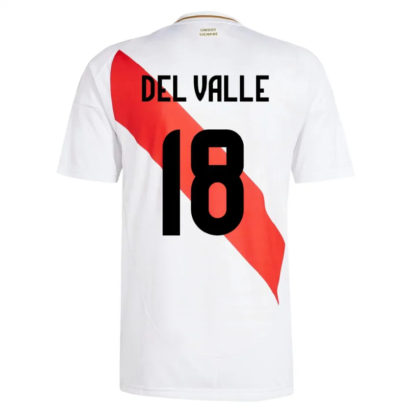 Danxen Dětské Peru Yamir Del Valle #18 Bílý Domů Hráčské Dresy 24-26 Dres