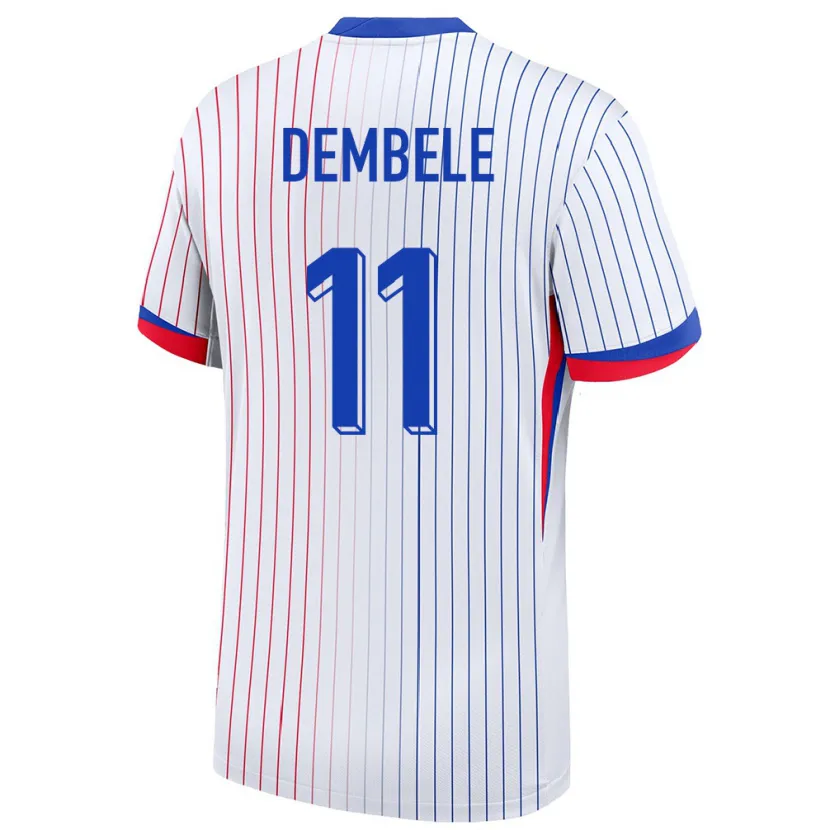 Danxen Dětské Francie Ousmane Dembele #11 Bílý Daleko Hráčské Dresy 24-26 Dres