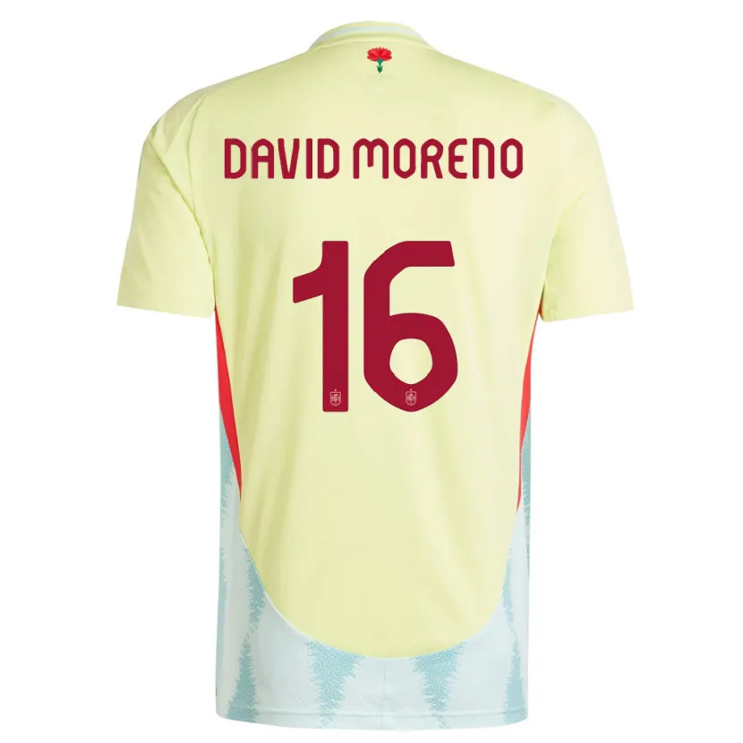 Danxen Dětské Španělsko Antonio David Moreno #16 Žlutá Daleko Hráčské Dresy 24-26 Dres