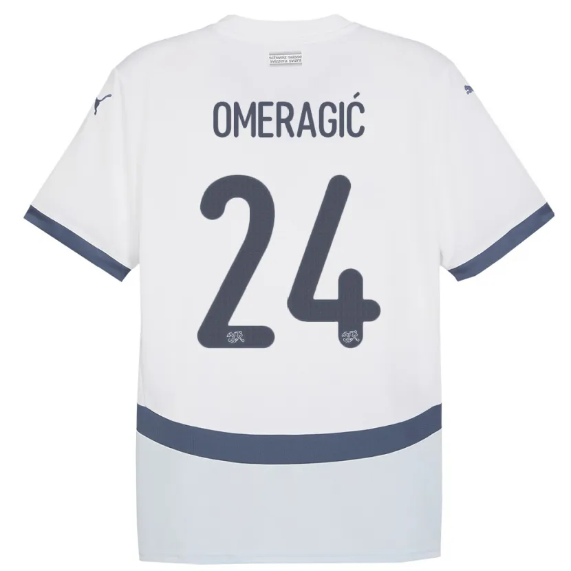 Danxen Dětské Švýcarsko Becir Omeragic #24 Bílý Daleko Hráčské Dresy 24-26 Dres