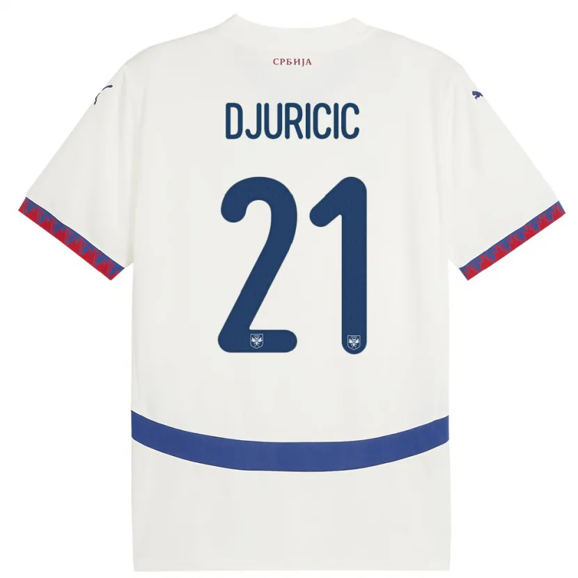 Danxen Dětské Srbsko Filip Djuricic #21 Bílý Daleko Hráčské Dresy 24-26 Dres