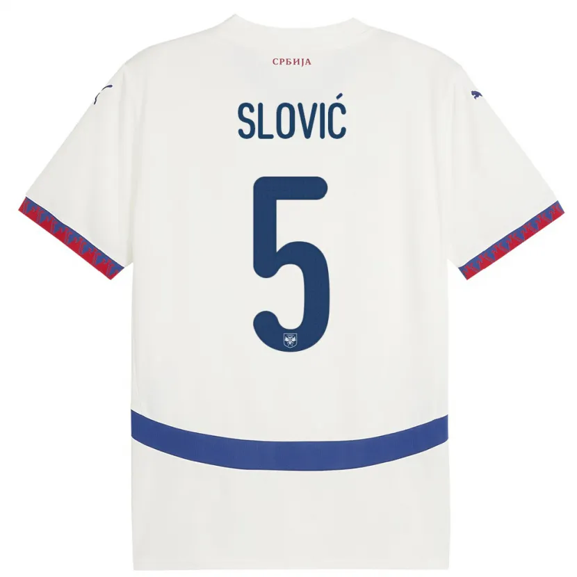 Danxen Dětské Srbsko Violeta Slovic #5 Bílý Daleko Hráčské Dresy 24-26 Dres