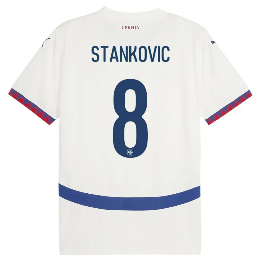 Danxen Dětské Srbsko Nikola Stankovic #8 Bílý Daleko Hráčské Dresy 24-26 Dres