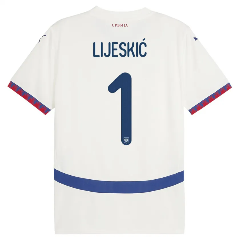 Danxen Dětské Srbsko Luka Lijeskic #1 Bílý Daleko Hráčské Dresy 24-26 Dres