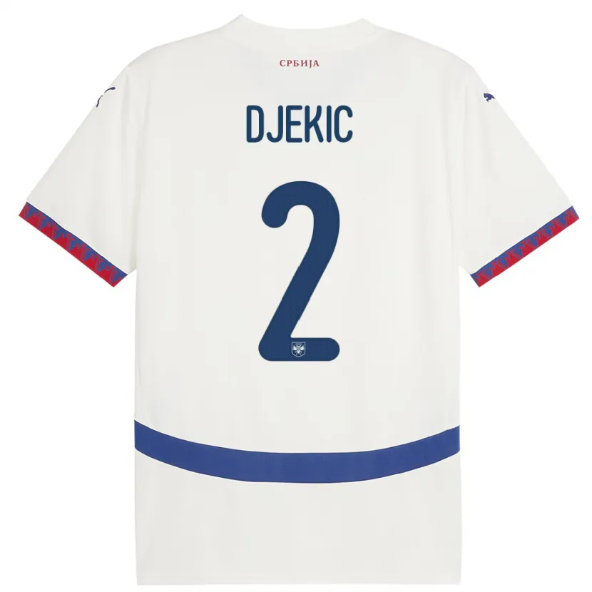 Danxen Dětské Srbsko Djuro Giulio Djekic #2 Bílý Daleko Hráčské Dresy 24-26 Dres