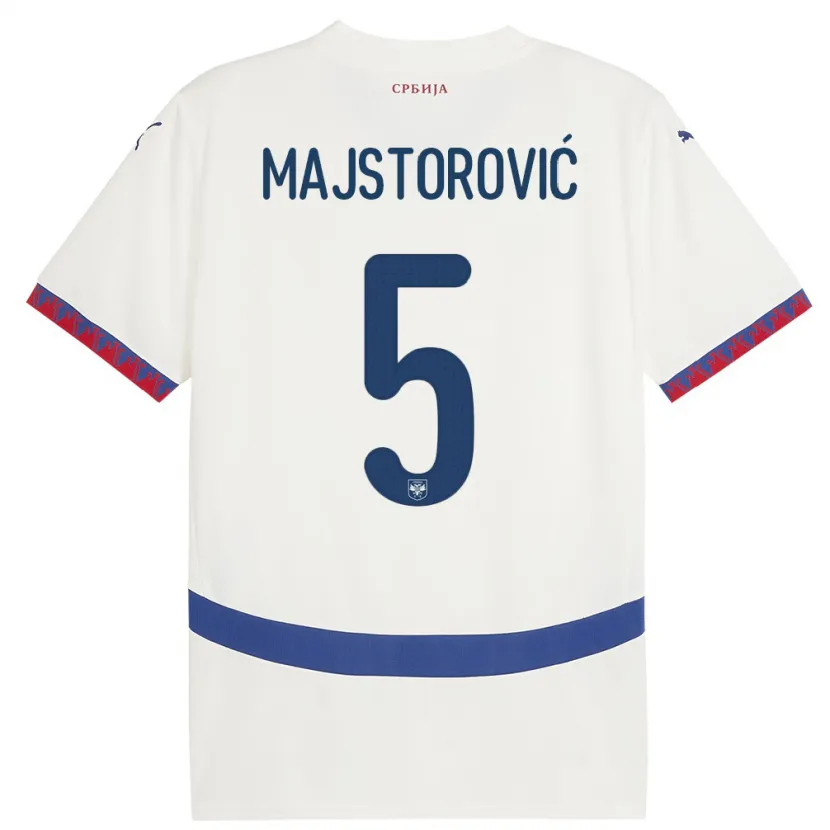 Danxen Dětské Srbsko Milan Majstorovic #5 Bílý Daleko Hráčské Dresy 24-26 Dres