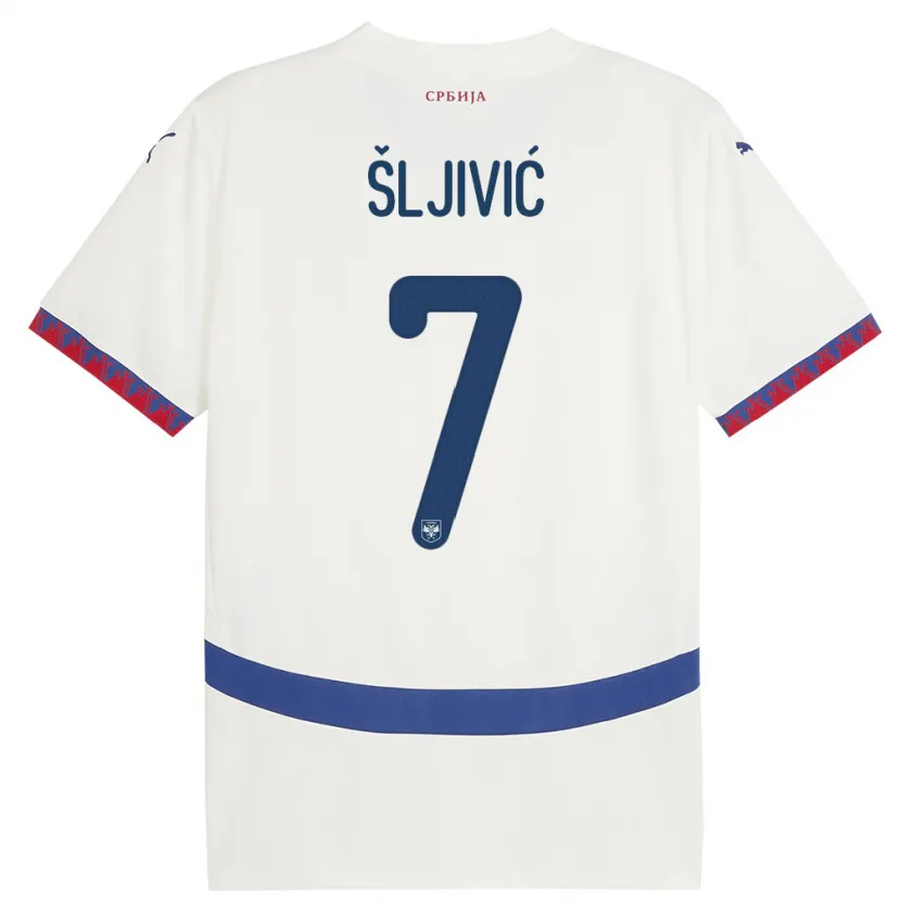 Danxen Dětské Srbsko Jovan Sljivic #7 Bílý Daleko Hráčské Dresy 24-26 Dres