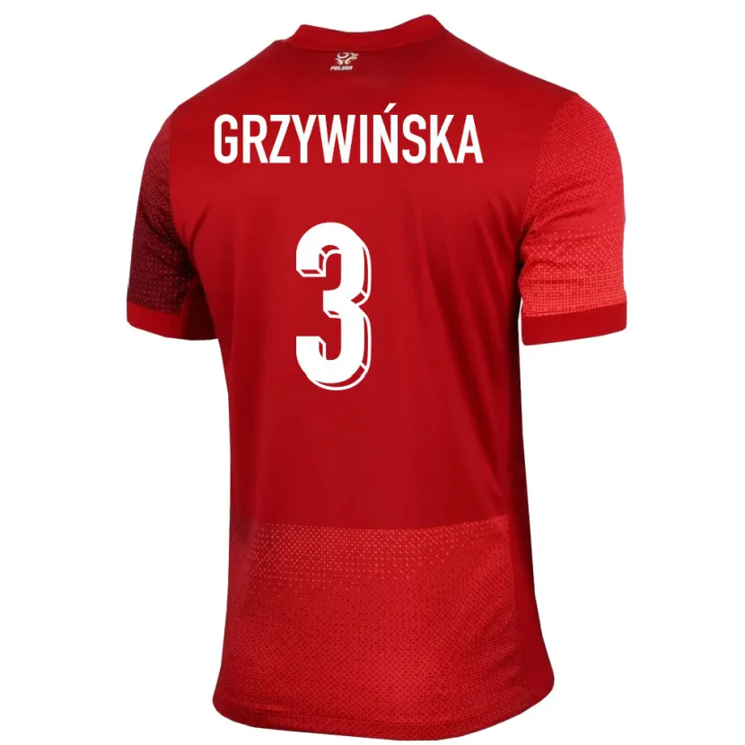 Danxen Dětské Polsko Gabriela Grzywinska #3 Červené Daleko Hráčské Dresy 24-26 Dres