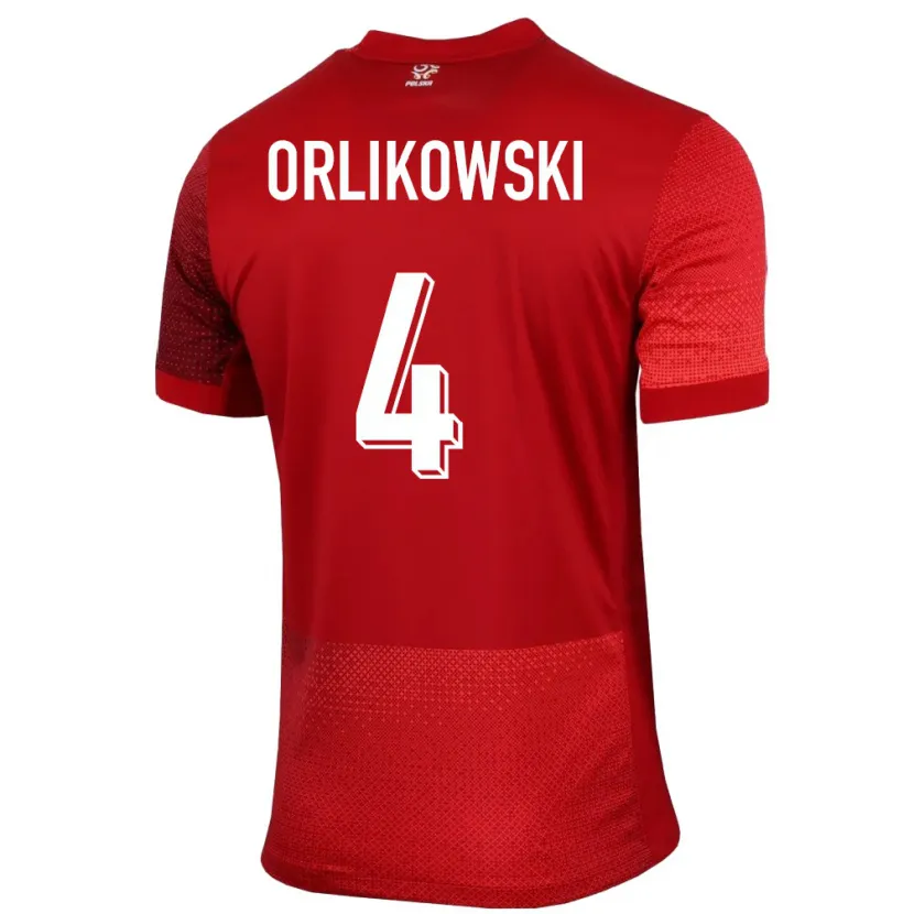 Danxen Dětské Polsko Igor Orlikowski #4 Červené Daleko Hráčské Dresy 24-26 Dres