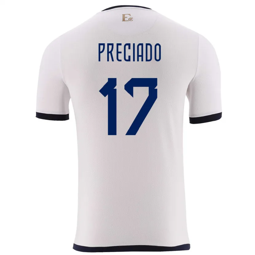 Danxen Dětské Ekvádor Angelo Preciado #17 Bílý Daleko Hráčské Dresy 24-26 Dres