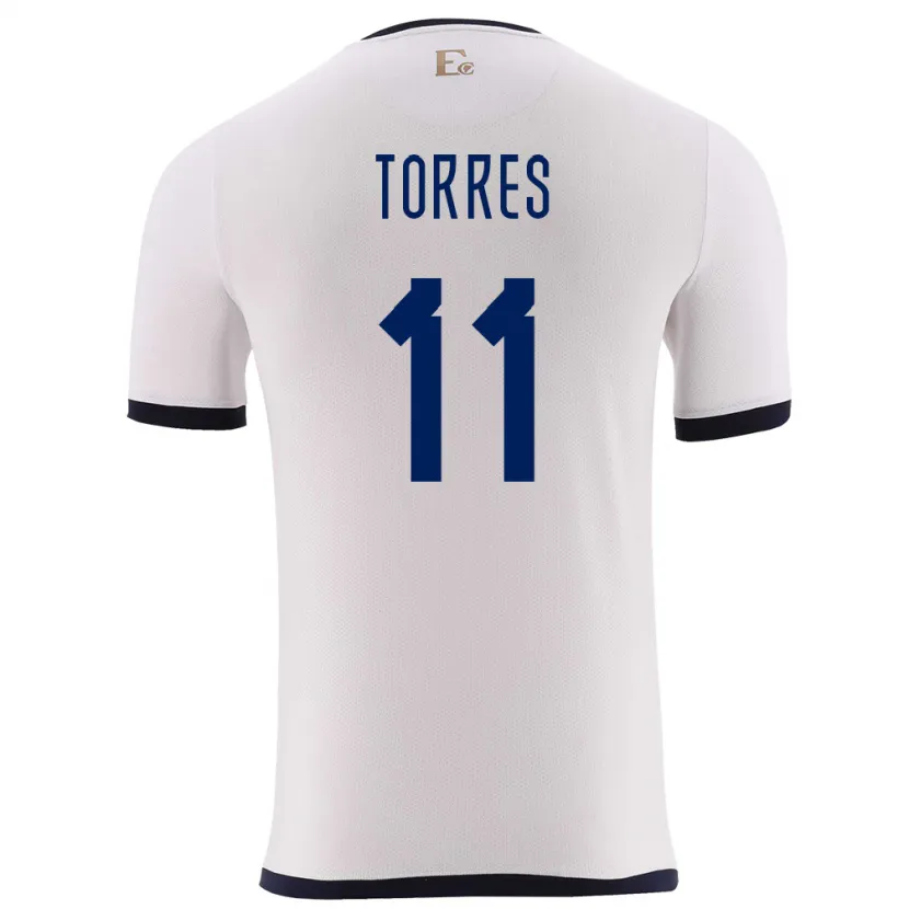 Danxen Dětské Ekvádor Ambar Torres #11 Bílý Daleko Hráčské Dresy 24-26 Dres