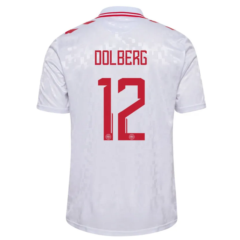 Danxen Dětské Dánsko Kasper Dolberg #12 Bílý Daleko Hráčské Dresy 24-26 Dres