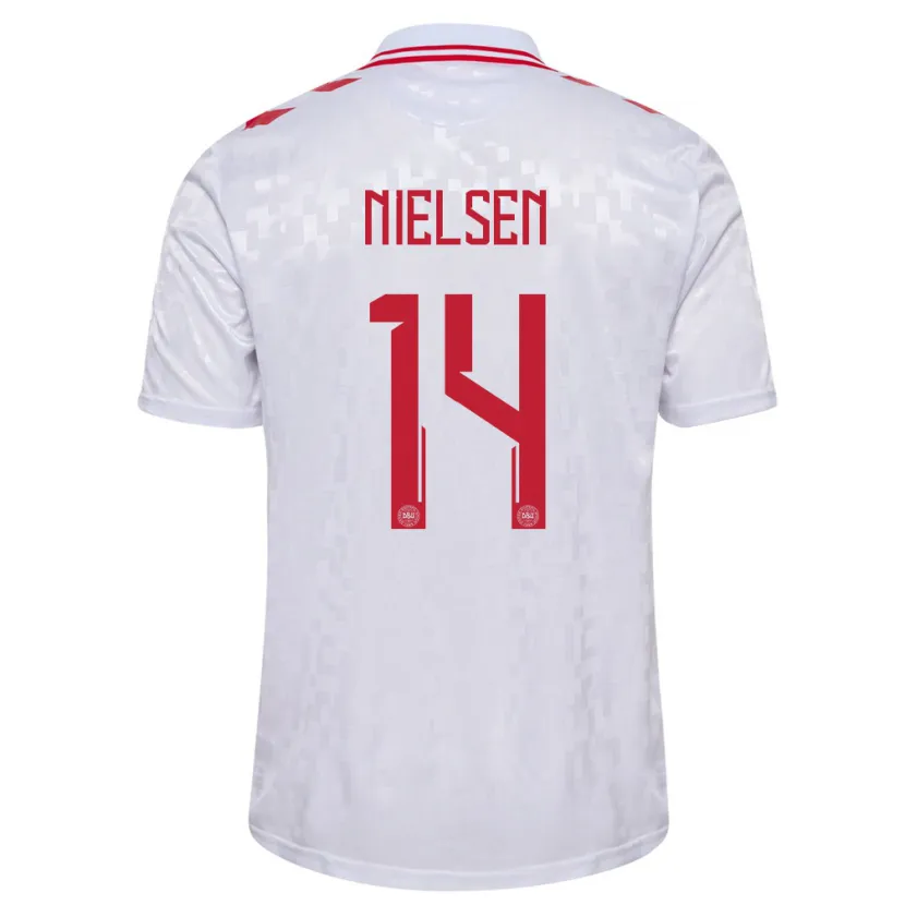 Danxen Dětské Dánsko Julius Nielsen #14 Bílý Daleko Hráčské Dresy 24-26 Dres