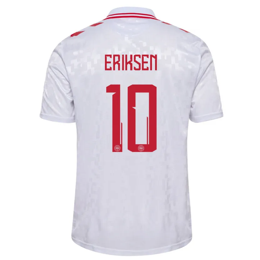 Danxen Dětské Dánsko Christian Eriksen #10 Bílý Daleko Hráčské Dresy 24-26 Dres