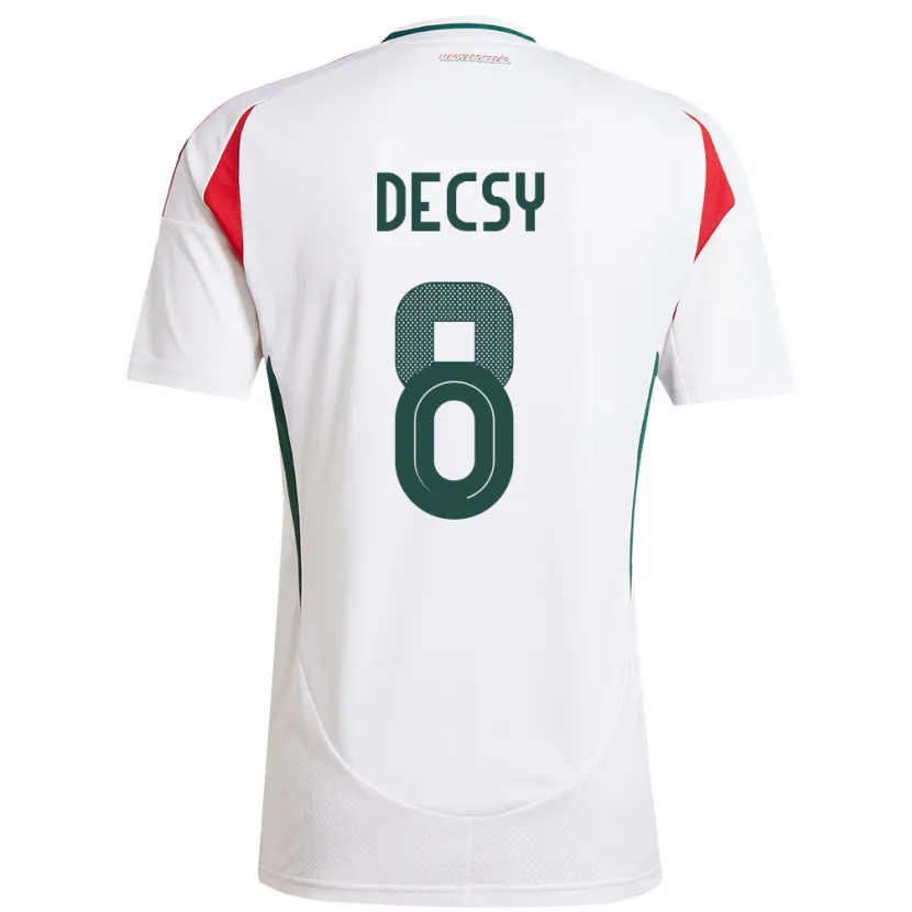 Danxen Dětské Maďarsko Ádám Décsy #8 Bílý Daleko Hráčské Dresy 24-26 Dres