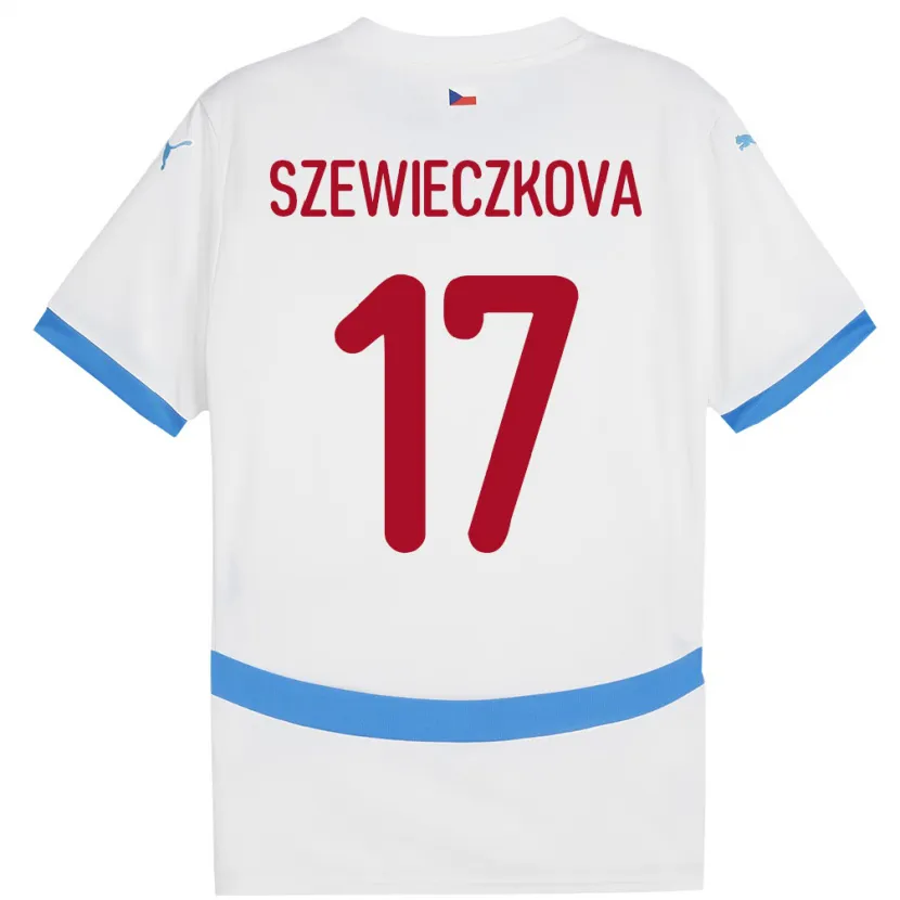 Danxen Dětské Česko Tereza Szewieczková #17 Bílý Daleko Hráčské Dresy 24-26 Dres