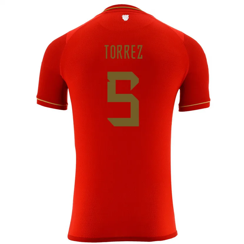 Danxen Dětské Bolívie Marcelo Torrez #5 Červené Daleko Hráčské Dresy 24-26 Dres